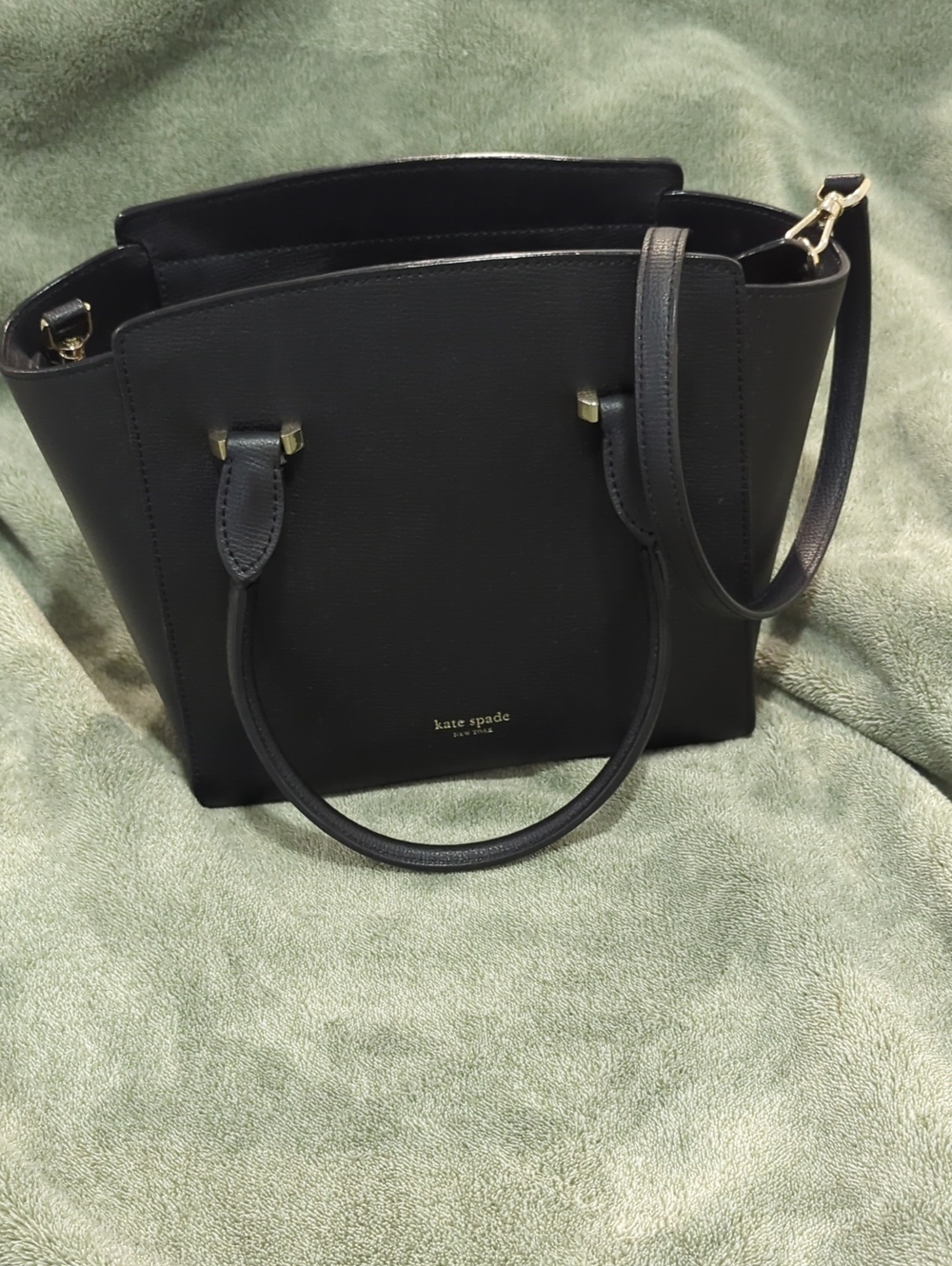 kate spade Black Leather Shoulder Bag with Gold-Tone Hardware